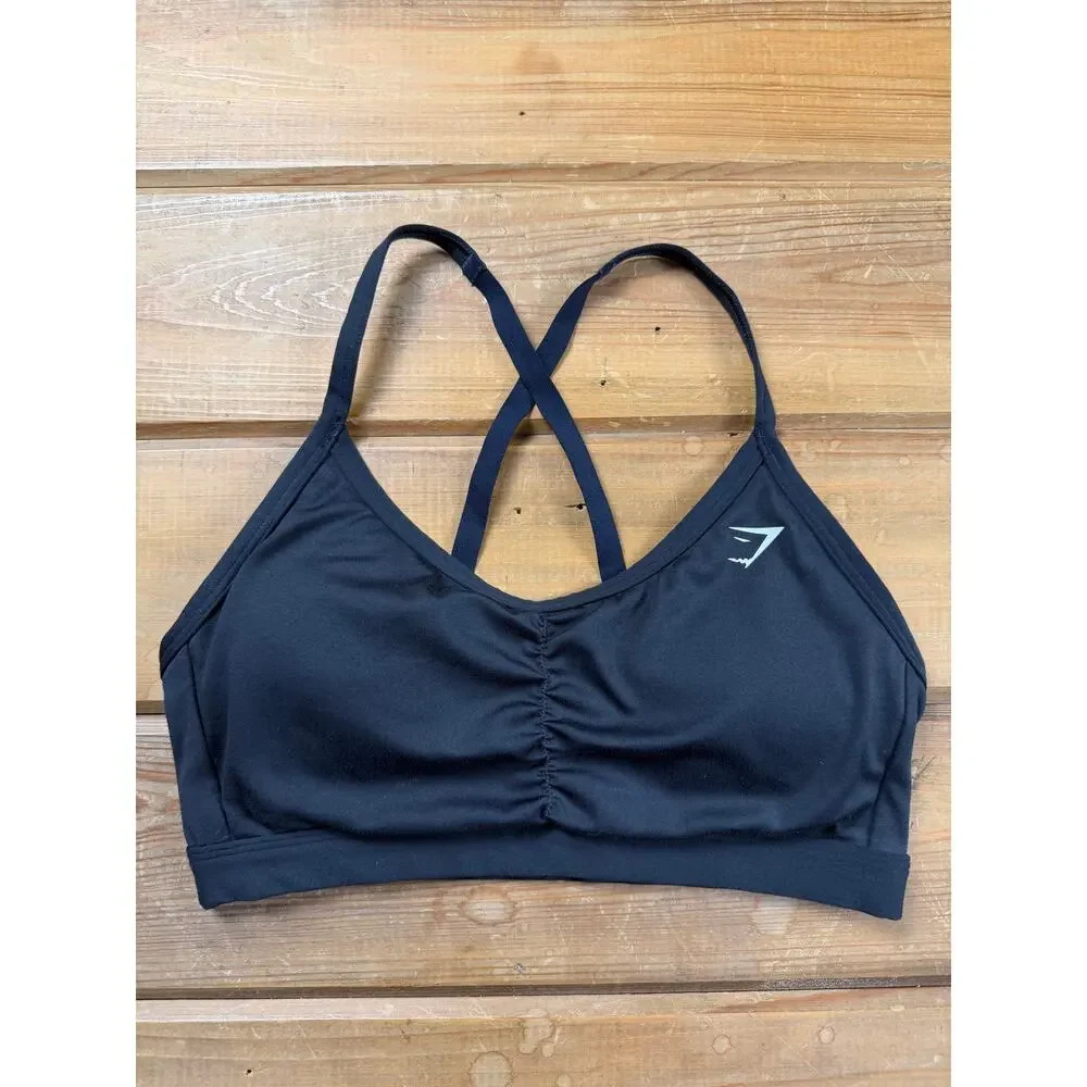 Gymshark Ruched Strappy Sports Bra Black Size Small Medium Support